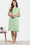 Zivame Floral Vines Woven Knee Length Nightdress - Arcadian Green — thumbnail 2